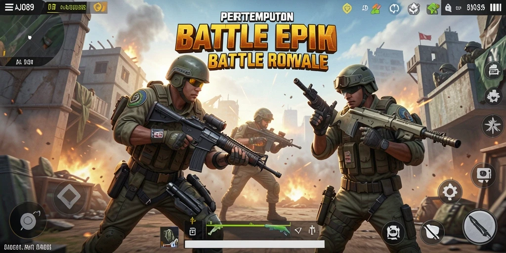 Screenshot AJO89 menampilkan pertarungan seru dalam permainan Battle Royale.