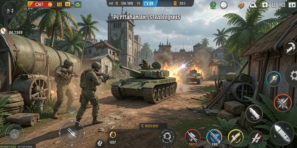 Tampilan gameplay CK789 yang mendebarkan dan penuh strategi Tower Defense.