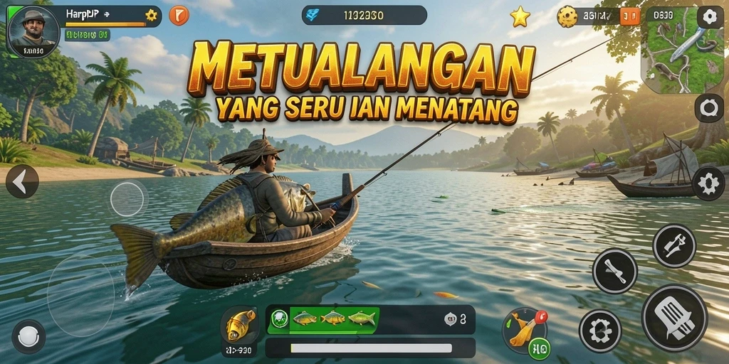 Screenshot gameplay memancing di HARAPJP yang memukau.