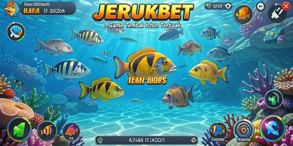 Screenshot gameplay JERUKBET menampilkan keseruan menembak ikan.