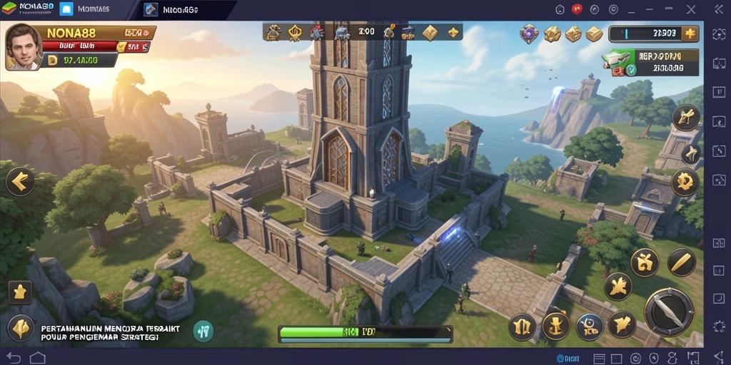 Tampilan gameplay NONA88 yang mendebarkan dalam genre Tower Defense.