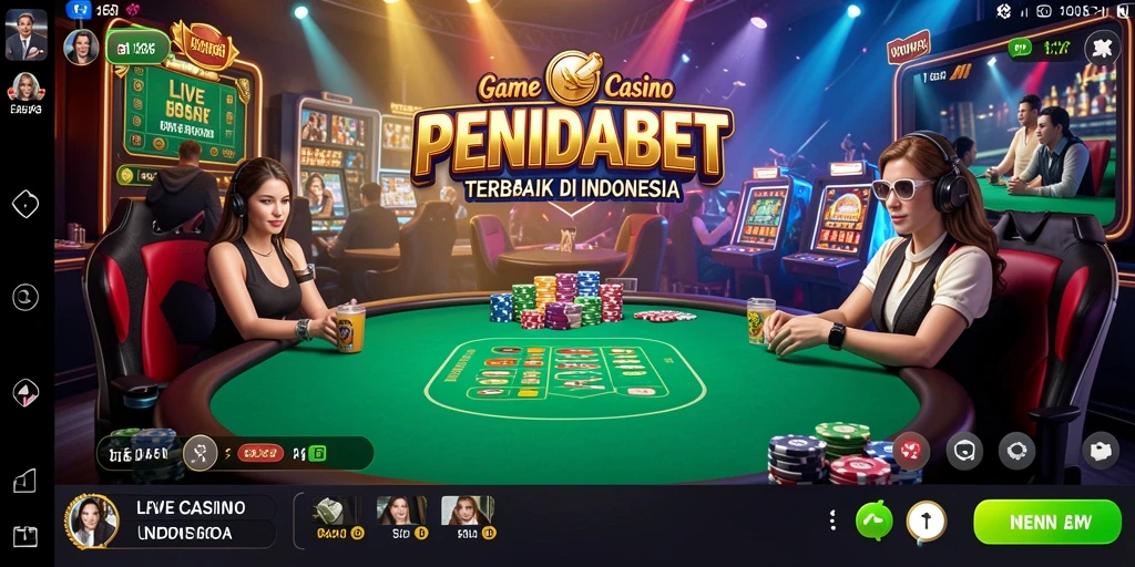 Tampilan gameplay PENIDABET dengan dealer langsung di meja kasino.